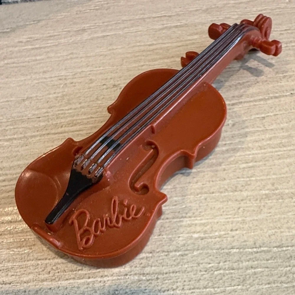 Barbie Doll Accessory Brown Plastic Violin Musical‎ Instrument Miniature Toy